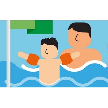 Illustration d'un enfant et d'un adulte se baignant