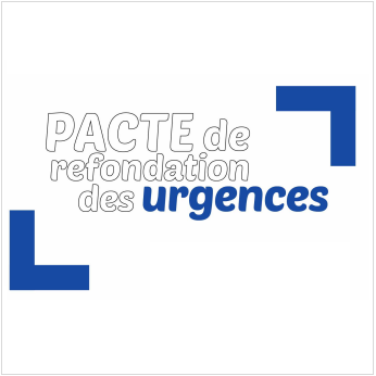 Visuel avec inscrit "Pacte de refondation des urgences"