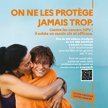 Ici on vaccine contre les cancers HPV - affiche garçon
