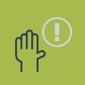 Pictogramme illustrant une main qui se lève et qui alerte