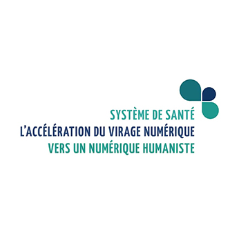 Visuel avec inscrit "Système de santé, l'accélération du virage numérique vers un numérique humaniste"