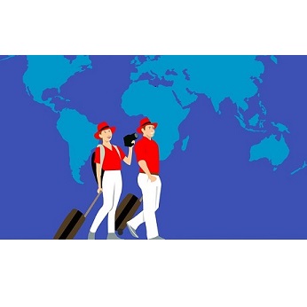 illustration de deux voyageurs du monde