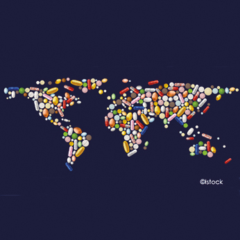 Illustration d'un monde fait de médicaments