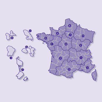 Carte de la France et des délégations d'Outre mer