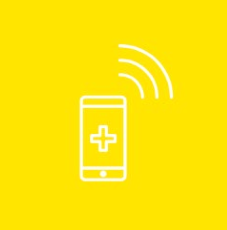 Téléphone avec un logo de la pharmacie à l'intérieur