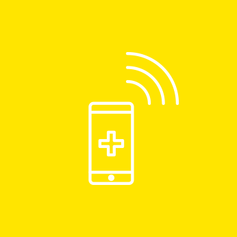 Pictogramme illustrant un téléphone dans lequel il y a une croix de la pharmacie sur l'écran