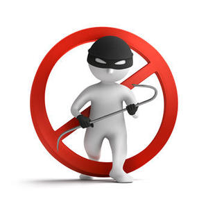 Dessin d'un personnage dangereux dans symbole "Interdit" symbolisant l'interdiction d'agresser