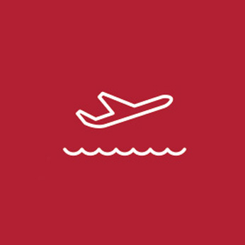 Pictogramme illustrant un avion qui décolle, symbolisant la section E
