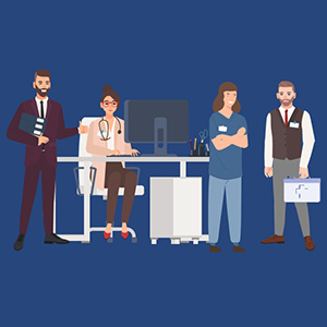 illustration de 4 professionnels de santé