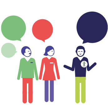 Pictogramme représentant des personnages qui parlent