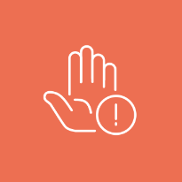 Pictogramme d'une main avec un point d'interrogation symbolisant l'alerte