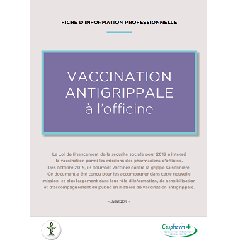 Prévisualisation de la fiche d'information professionnelle "Vaccination antigrippale à l'officine"