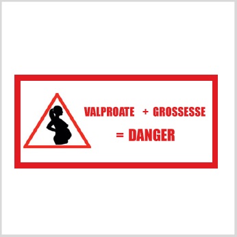 Pictogramme avertissant les dangers du valproate pendant la grossesse