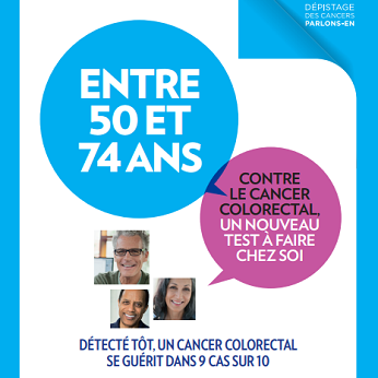 Photo de la campagne d'information sur le dépistage organisé du cancer colorectal
