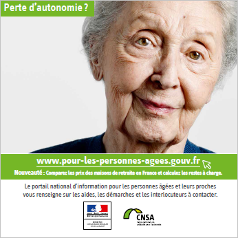 Photo de l'affiche de la campagne sur la perte d'autonomie : photo d'une personne âgée