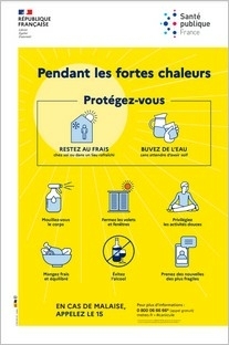 Affiche "Pendant les fortes chaleurs, protégez vous"'