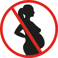 Cercle rouge barré avec une silhouette de femme enceinte