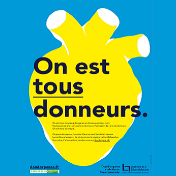 Visuel "on est tous donneurs" sur fond de l'illustration d'un coeur