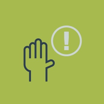 Pictogramme de la main qui se lève et qui alerte