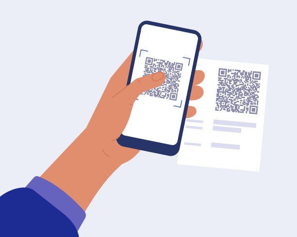 illustration d'un smartphone scannant un QR Code