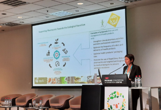 présentation de Carine Wolf-Thal, Présidente du Conseil national de l’Ordre des pharmaciens, lors du congrès de la FIP 2023, à Brisbane