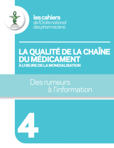 Couverture du cahier thématique "La qualité de la chaîne du médicament"