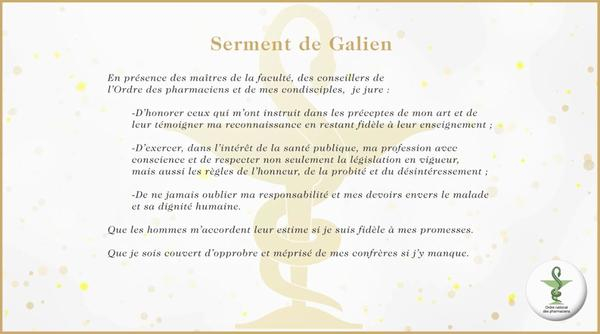 Visuel illustrant le texte du serment galien